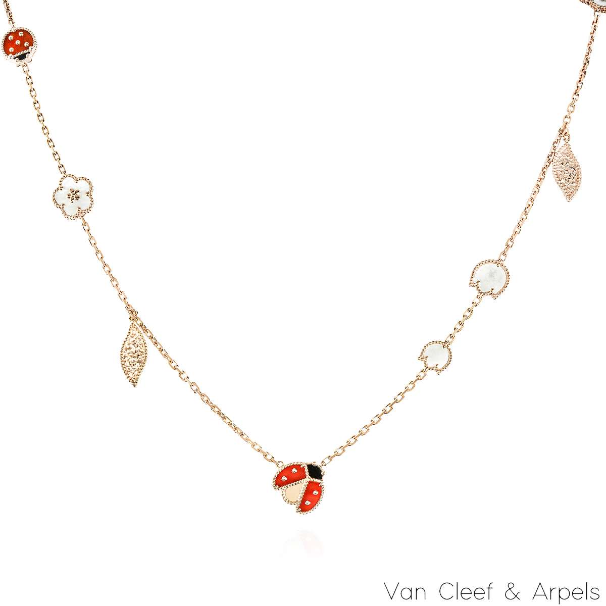 Van Cleef & Arpels Rose Gold Lucky Spring 15 Motif Necklace VCARP7RT00